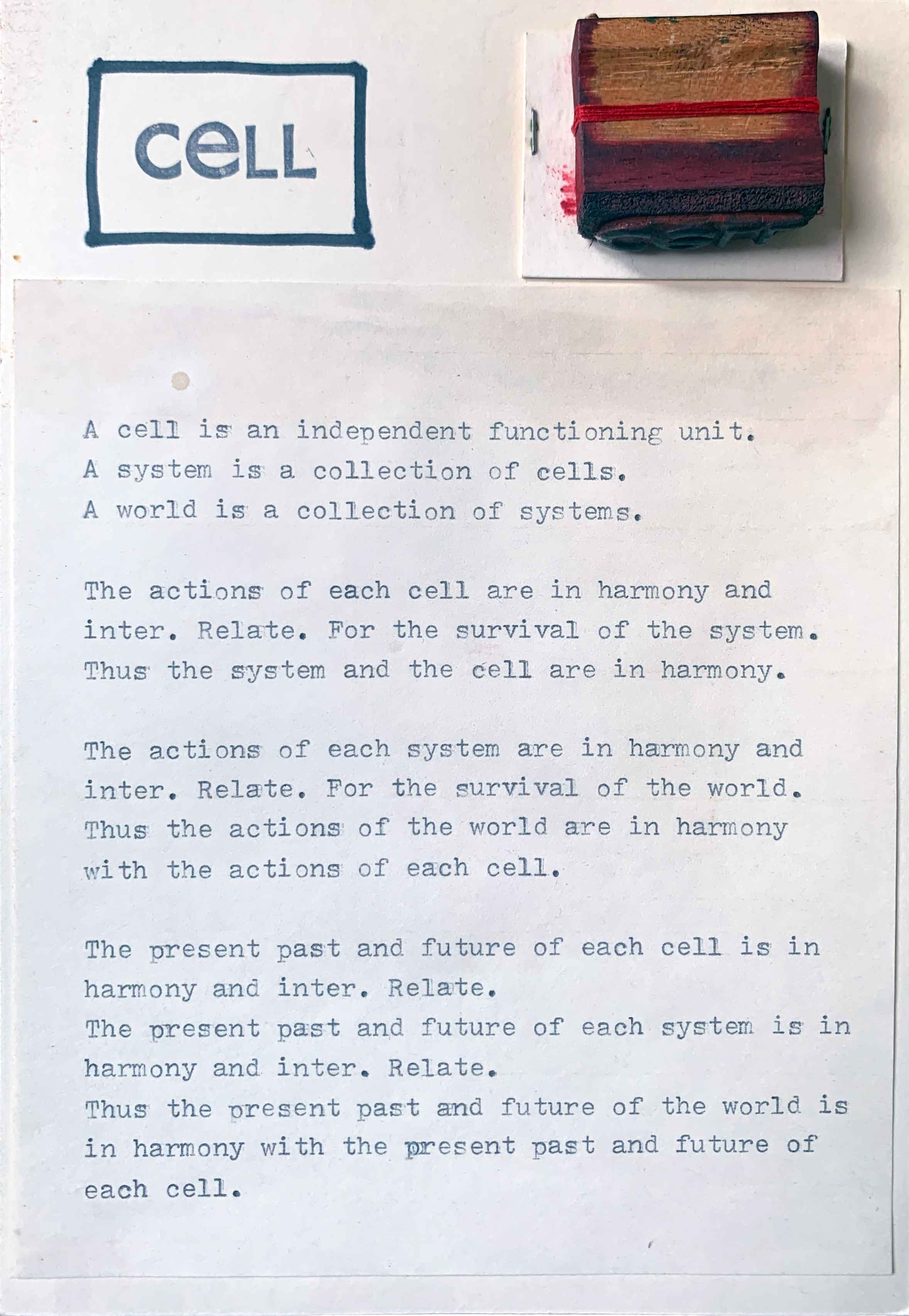 card with CELL rubberstamp